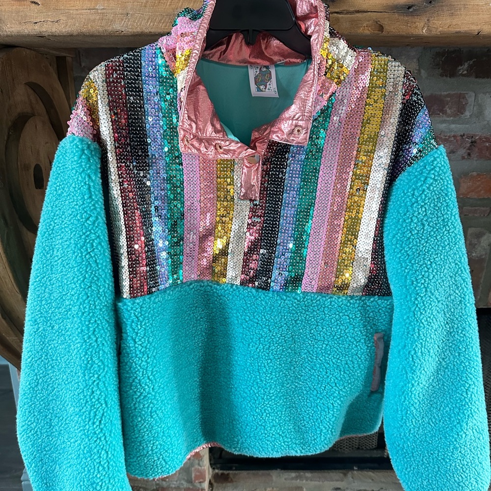 Queen of sparkles fleece pullover. Perfect for Mardi Gras!